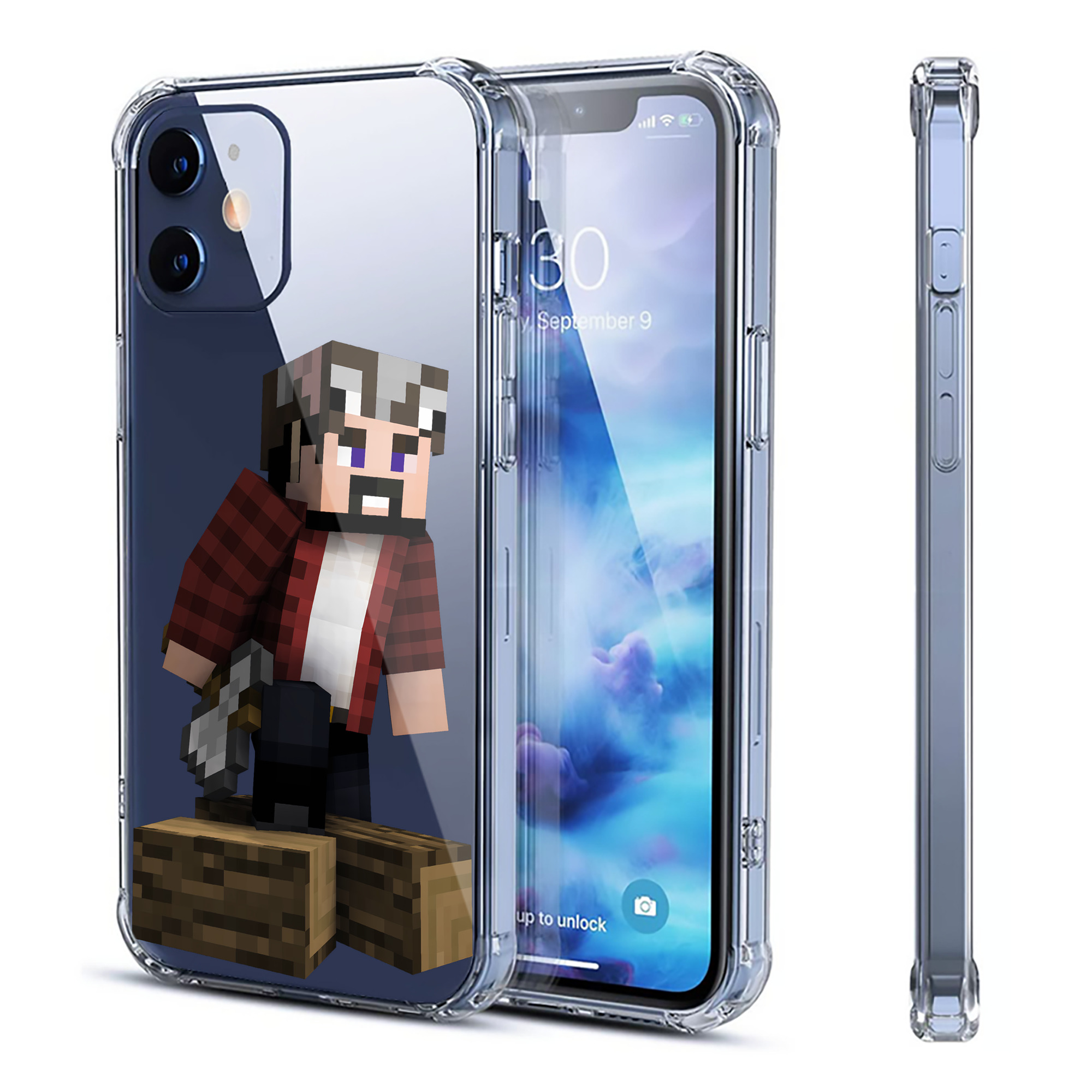 （画像用） マインクラフト ブロックの世界 Minecraft MC Block world 【iPhone 12シリーズ対応】透明スマホケース（クリアソフトケース）